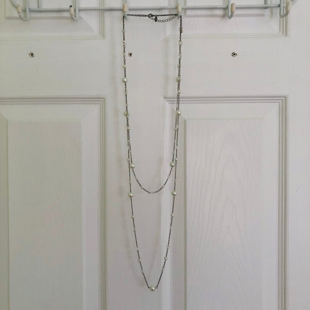 Long pearl & bead necklace from Express